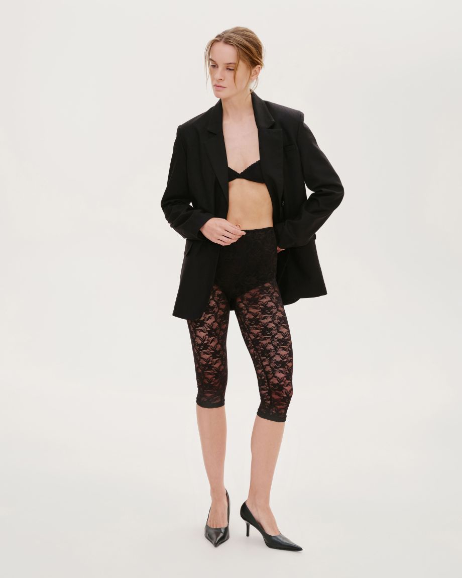 Black guipure leggings