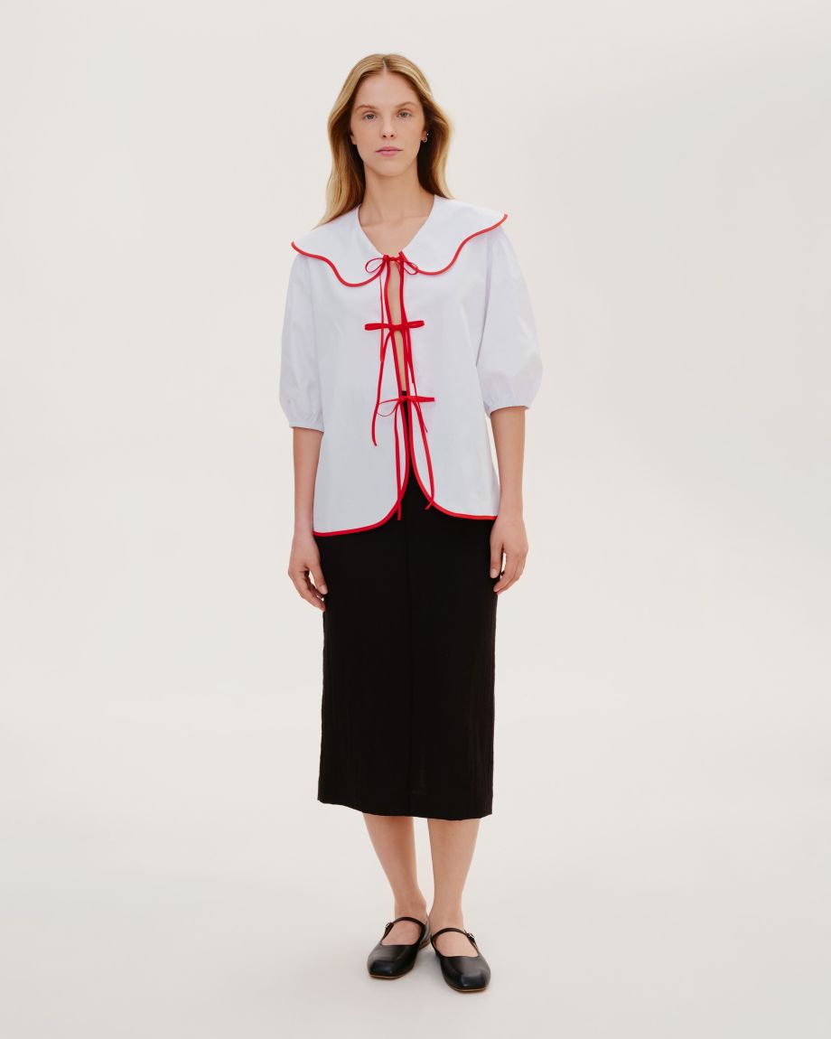 White blouse with ties