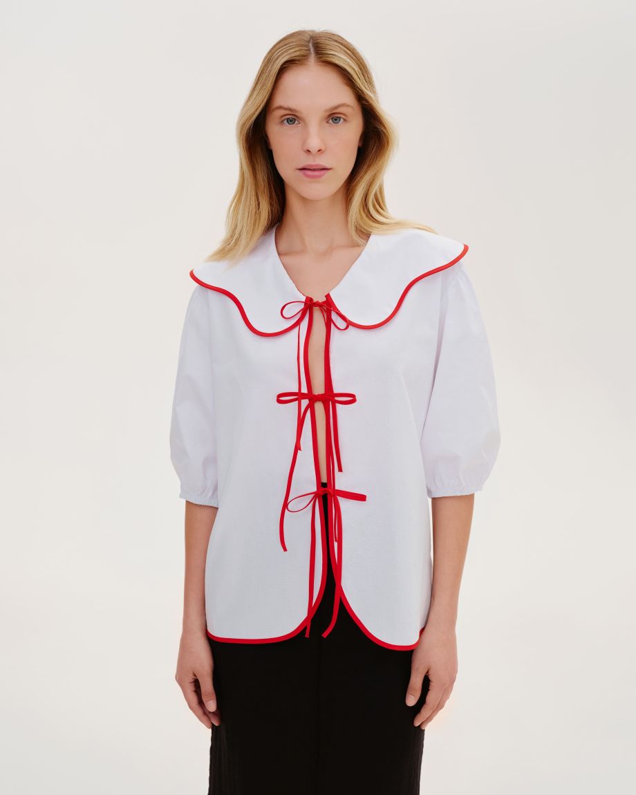 White blouse with ties