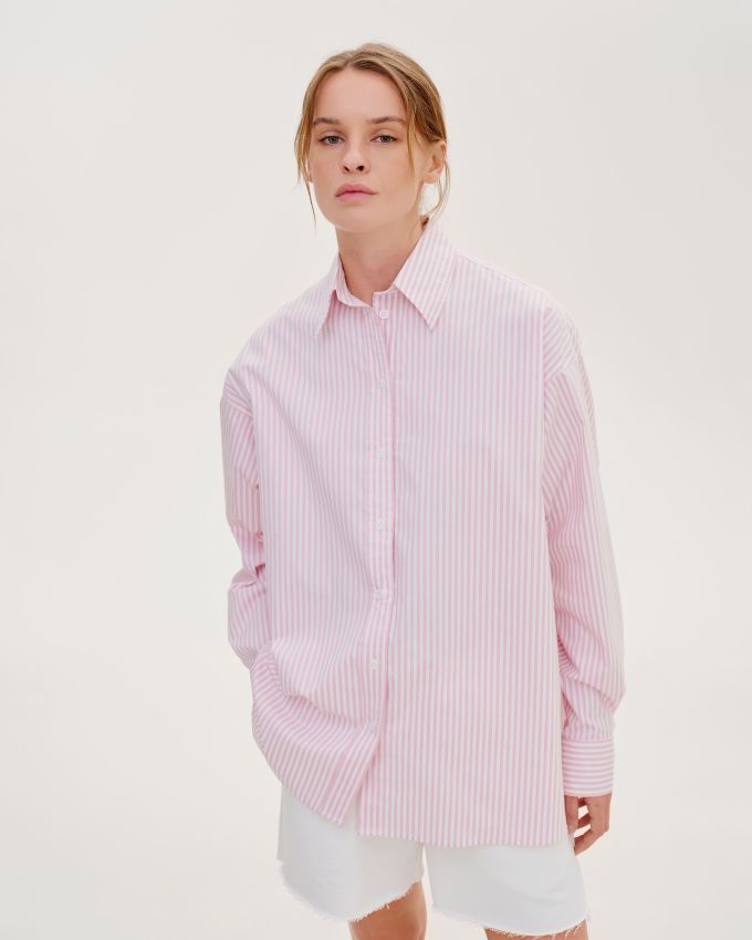 Pink striped oversize shirt