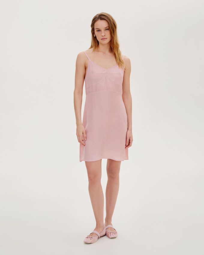 Pink translucent slip dress