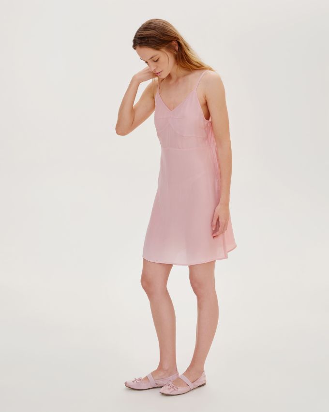 Pink translucent slip dress