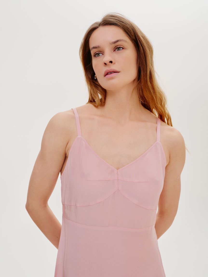 Pink translucent slip dress