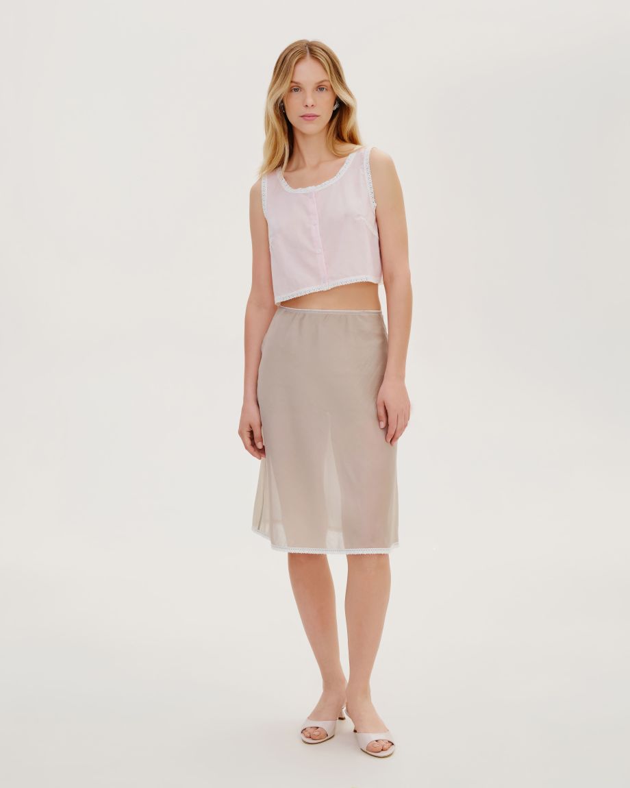 Beige translucent skirt with lace