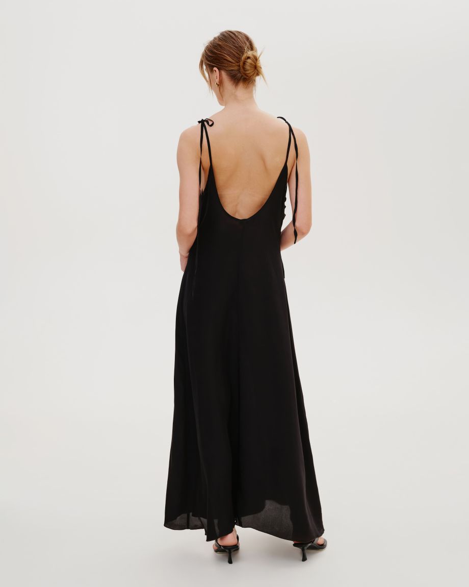 Black maxi dress with ruffles