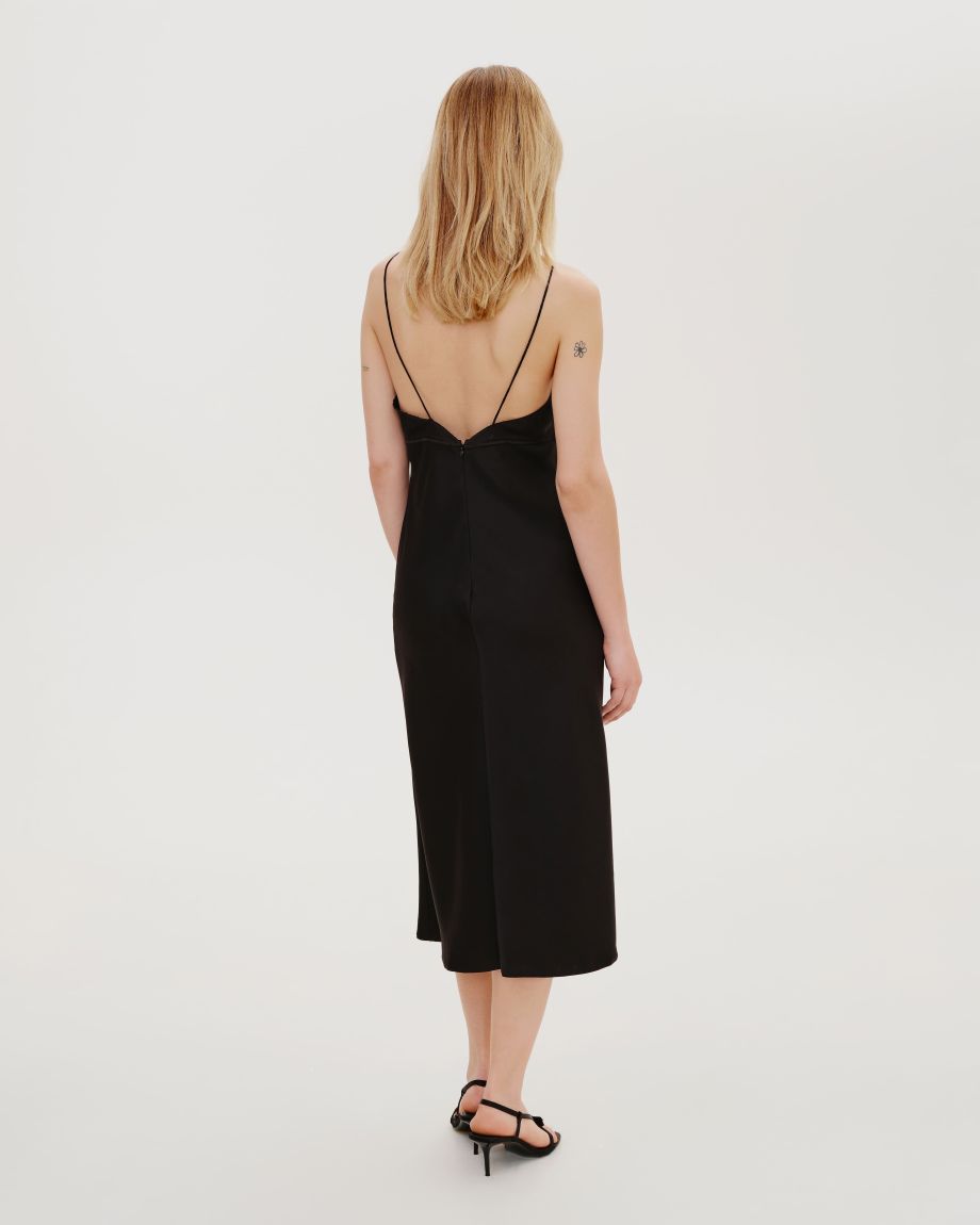 Black midi slip dress