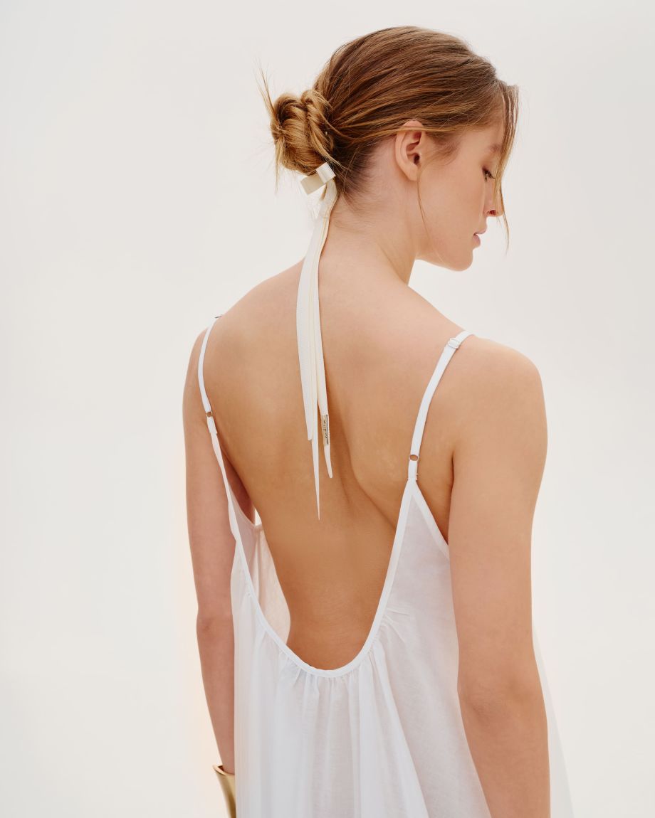 Milk maxi dress with an open back