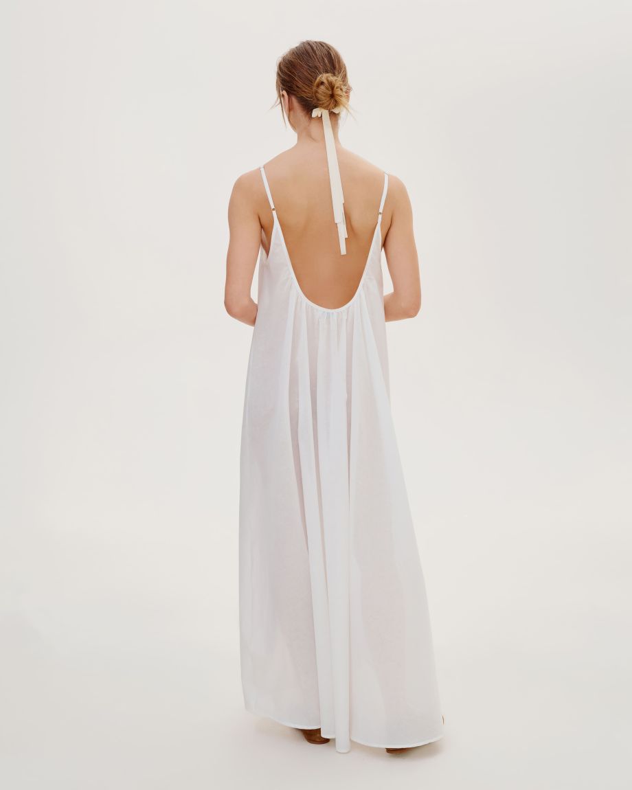 Milk maxi dress with an open back