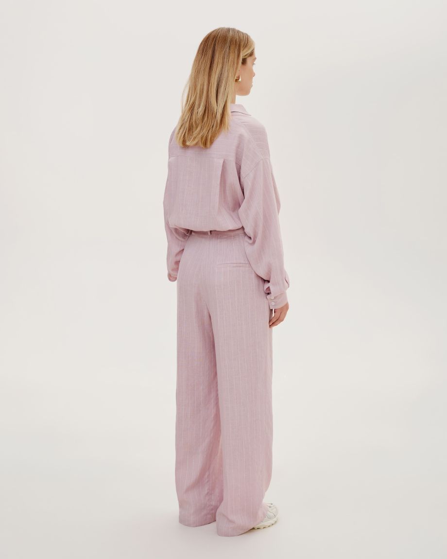 Pink striped wide pants