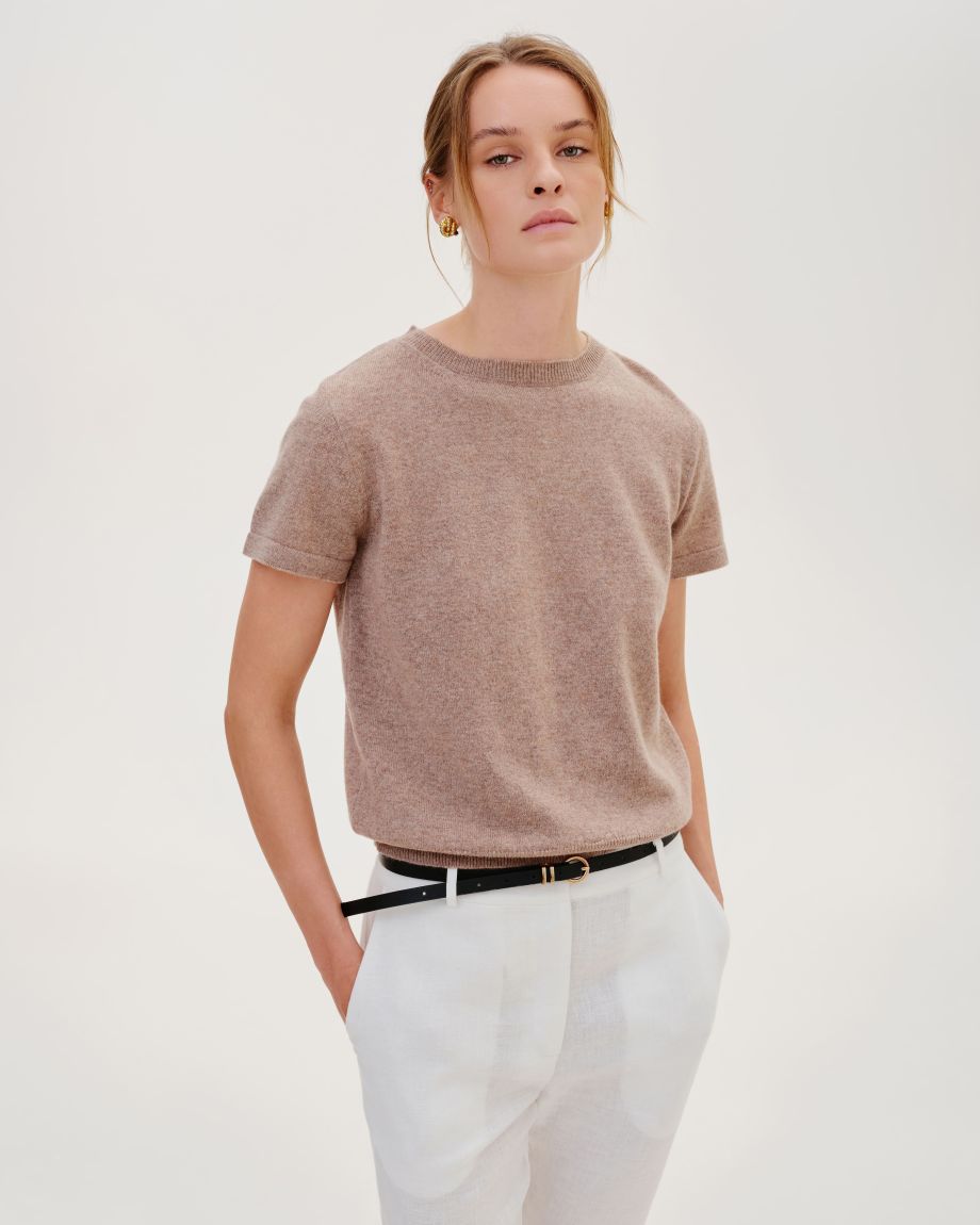 Beige 30% cashmere T-shirt