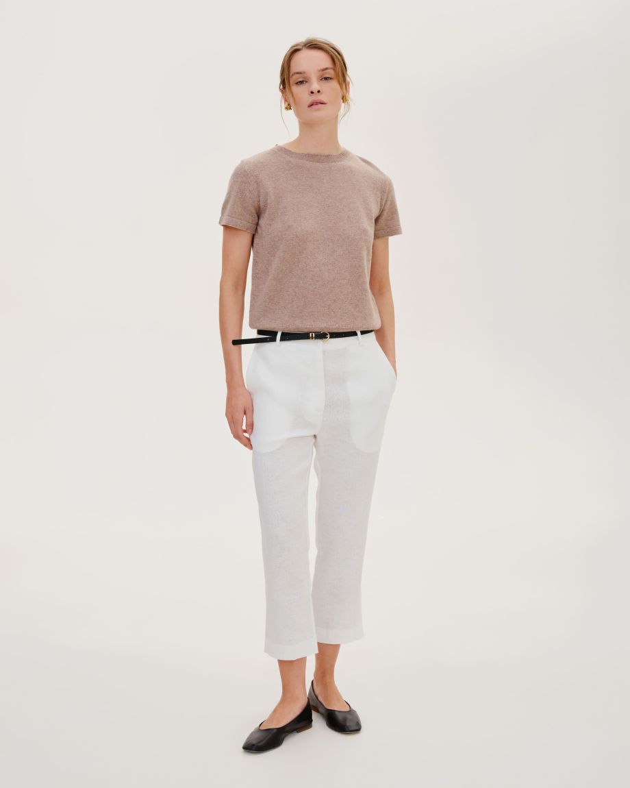 Milk linen capri pants