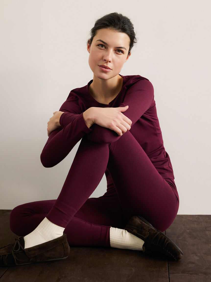 Burgundy knit leggings