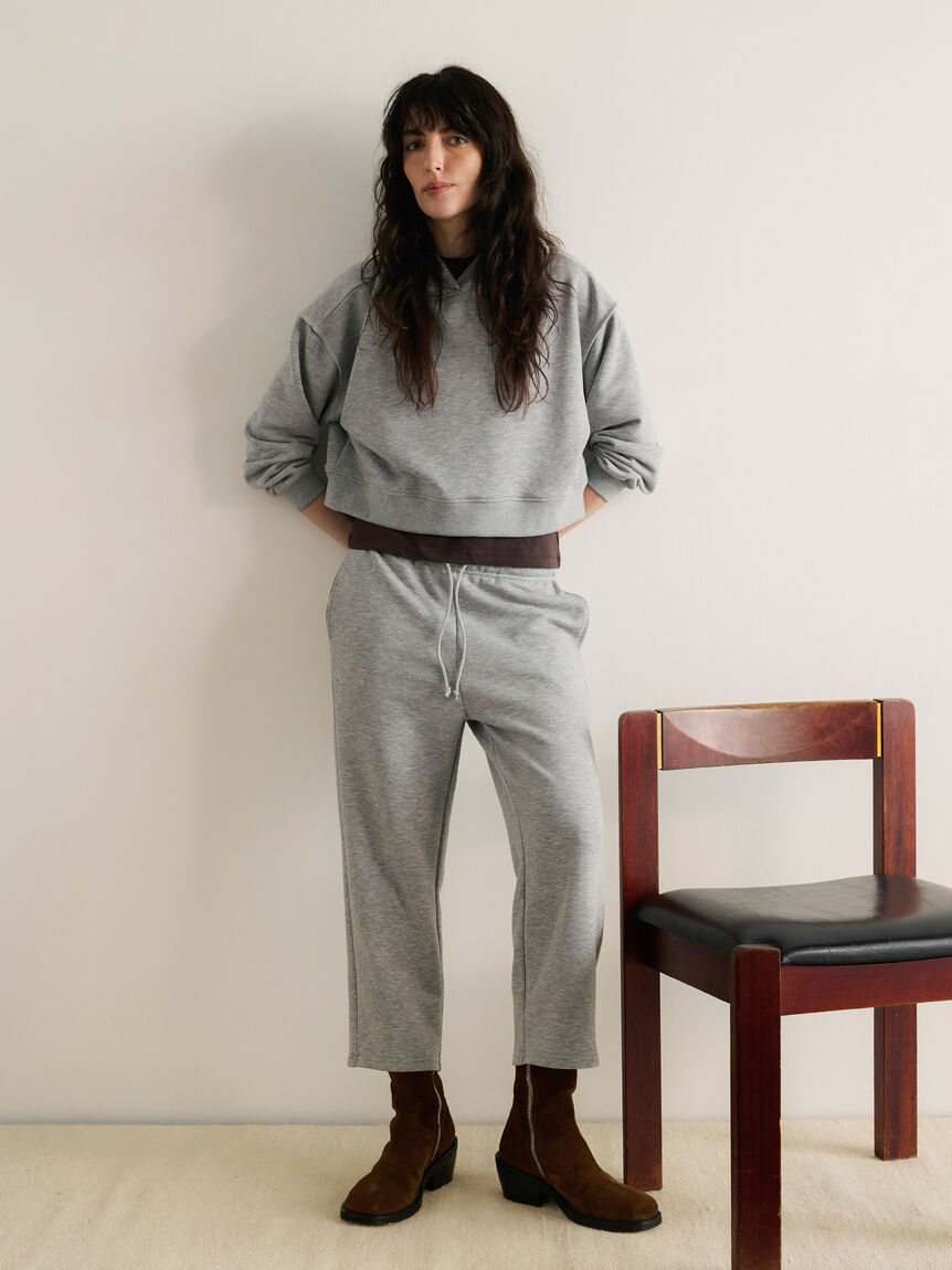 Grey cropped cotton pants