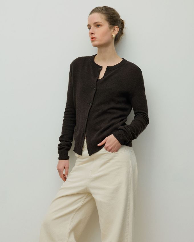 Dark Brown Wool Cardigan