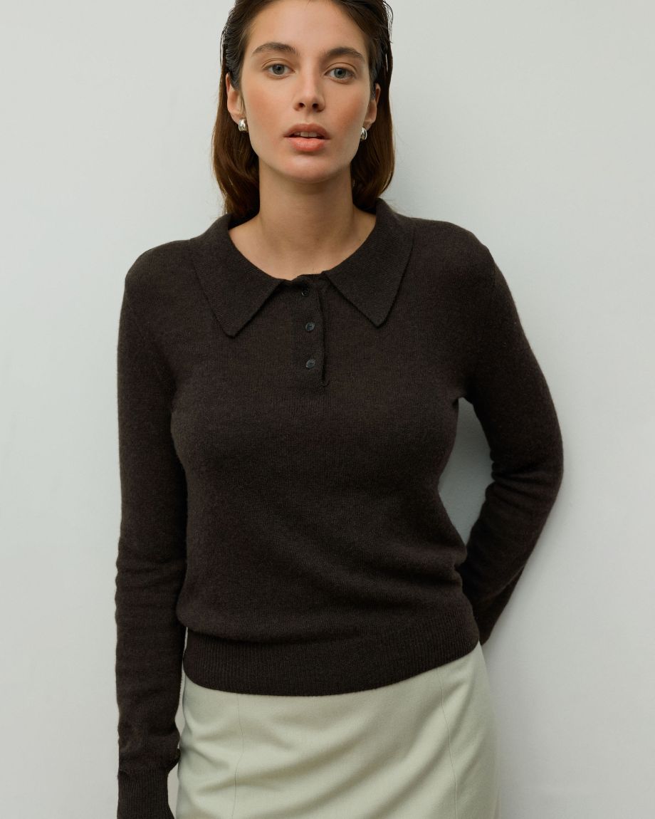 Brown Wool Polo