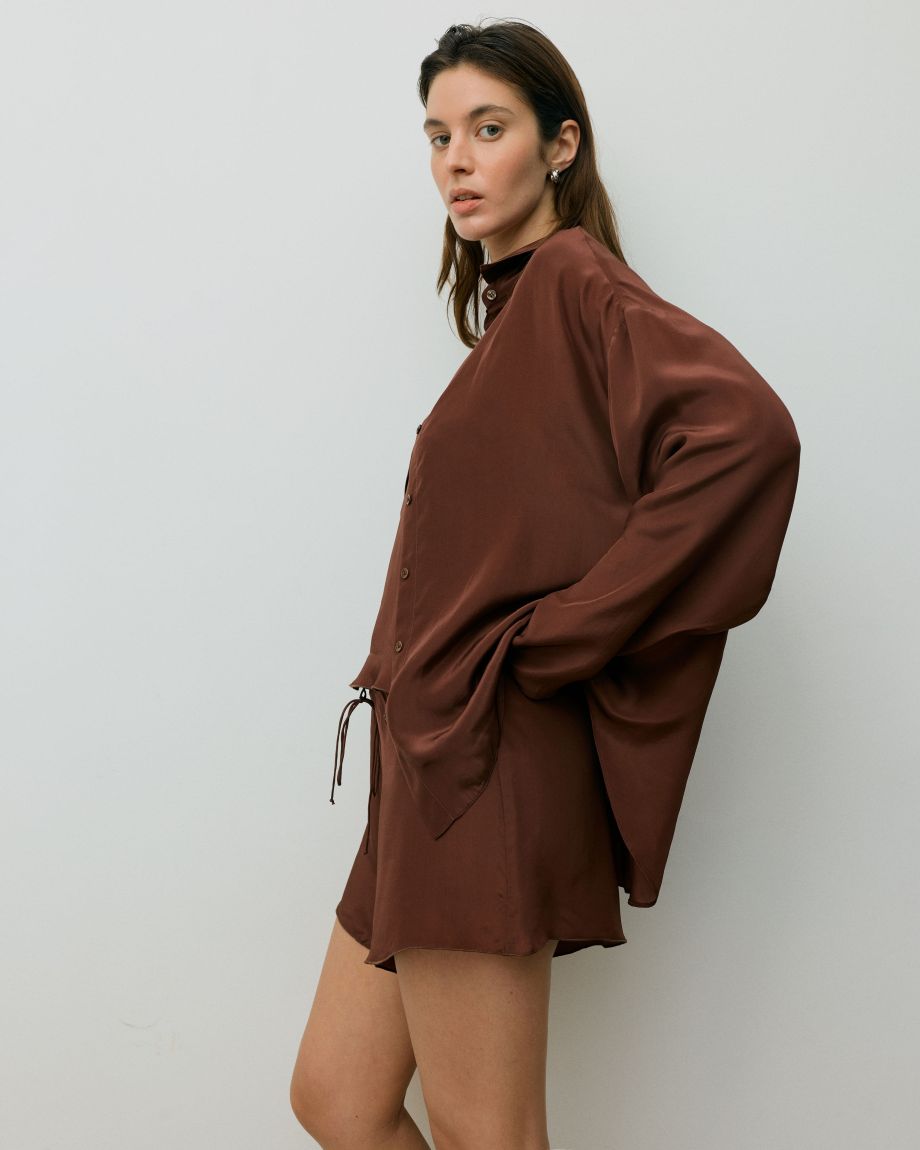 Brown Oversize Viscose Shirt