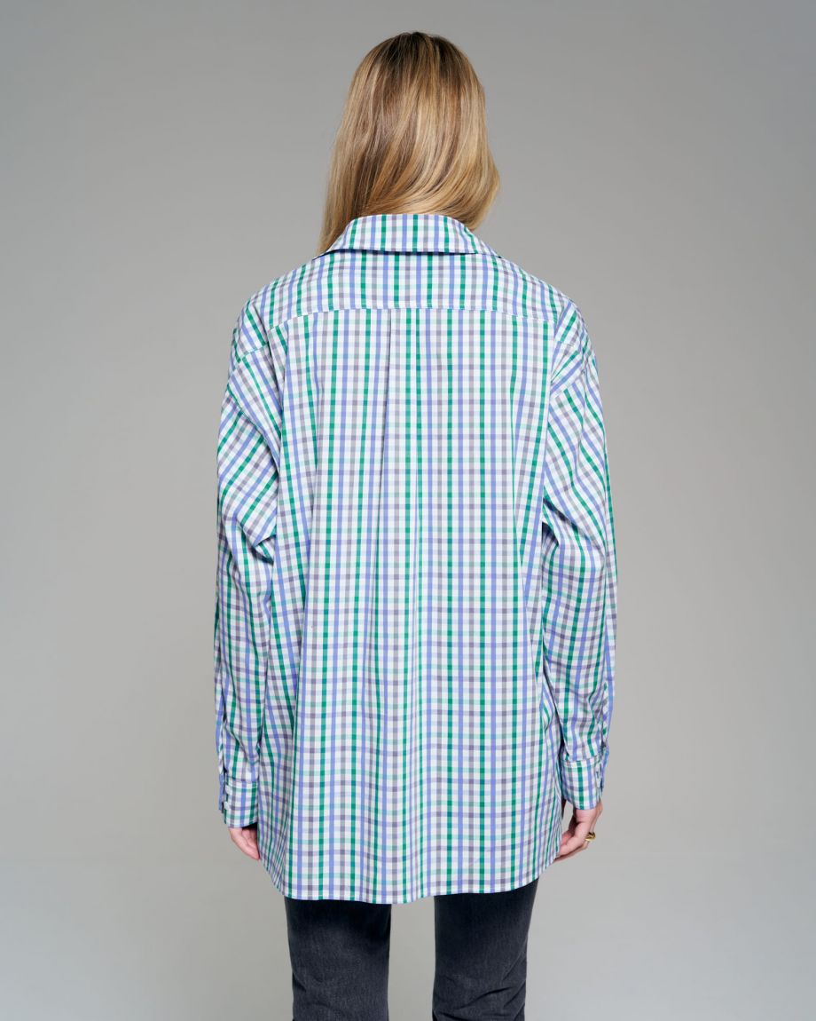 Oversized blue-green checked shirt 