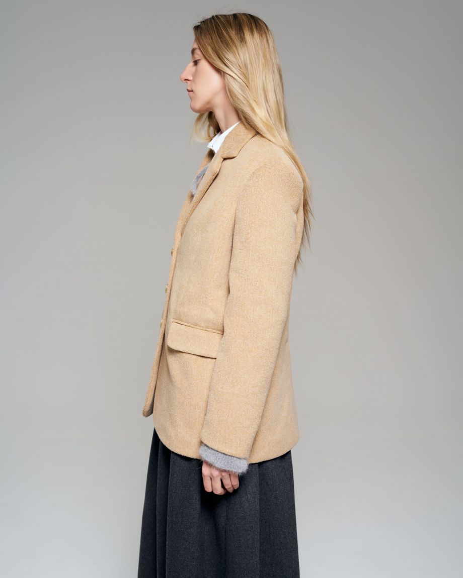 Beige coat pile fabric jacket
