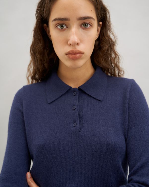 Blue knitted polo sweater with cashmere addition KATSURINA + JUL