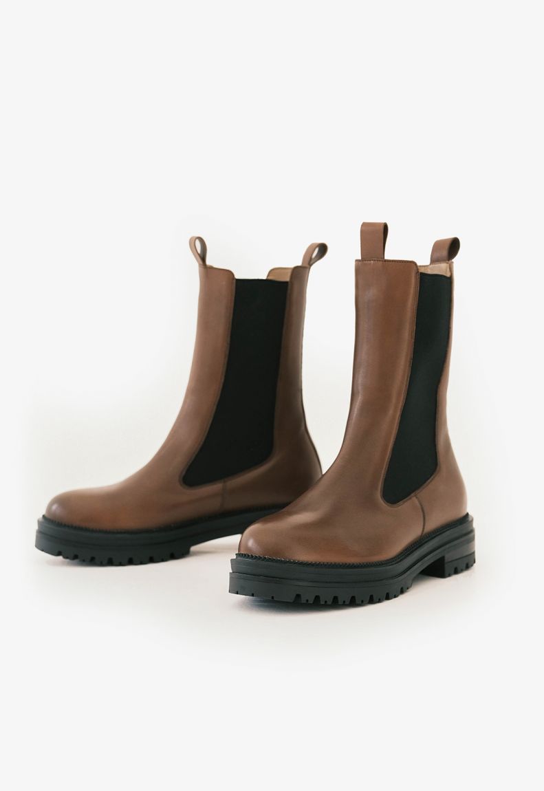 Brown chelsea boots high