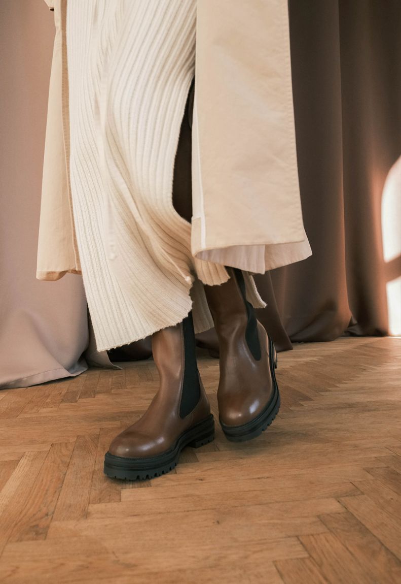 Brown chelsea boots high