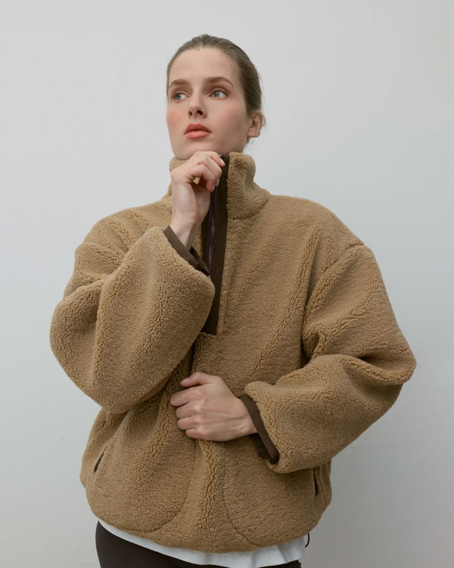 Анорак бежевий teddy oversize