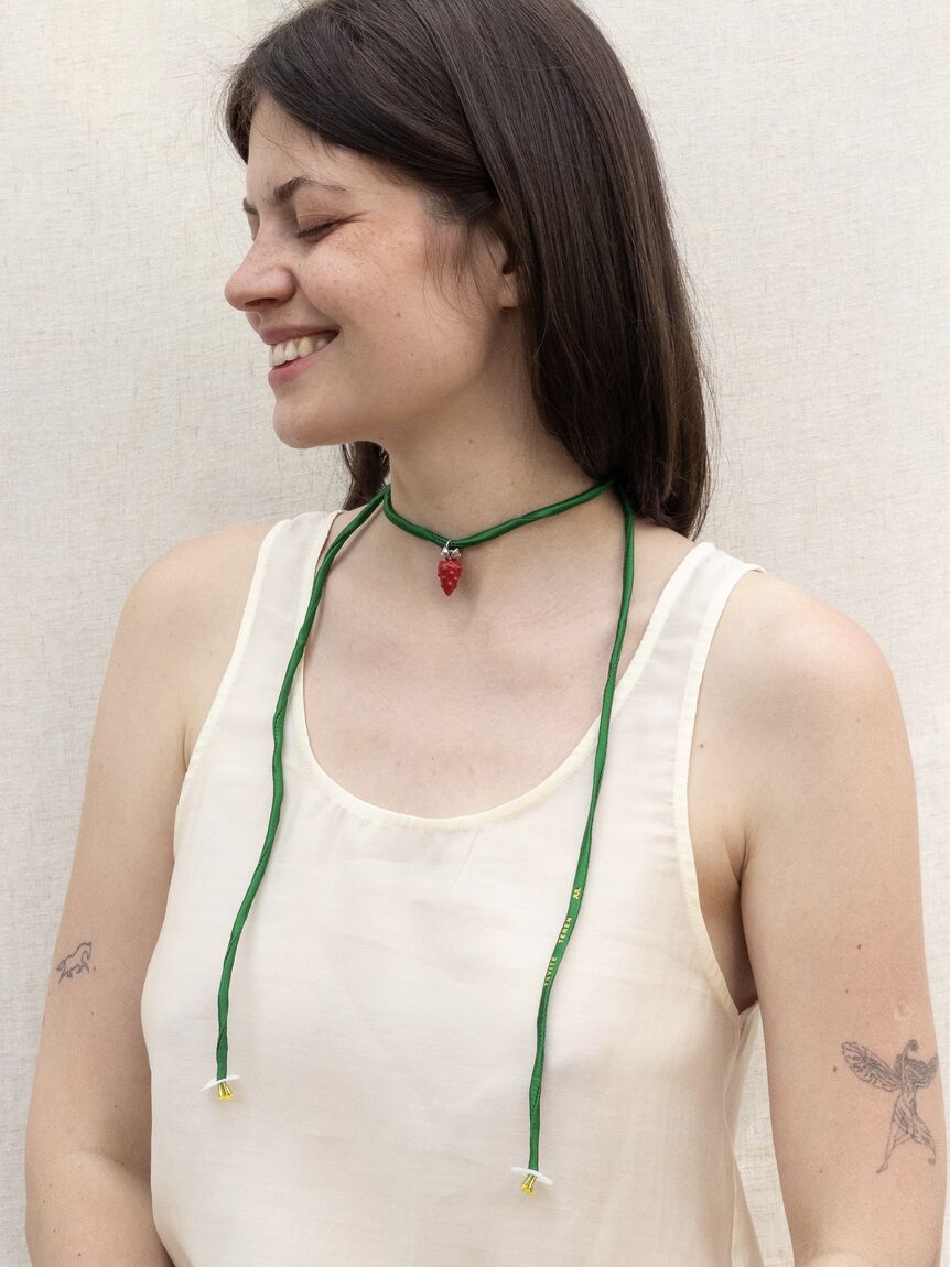 STRAWBIE pendant on a ribbon
