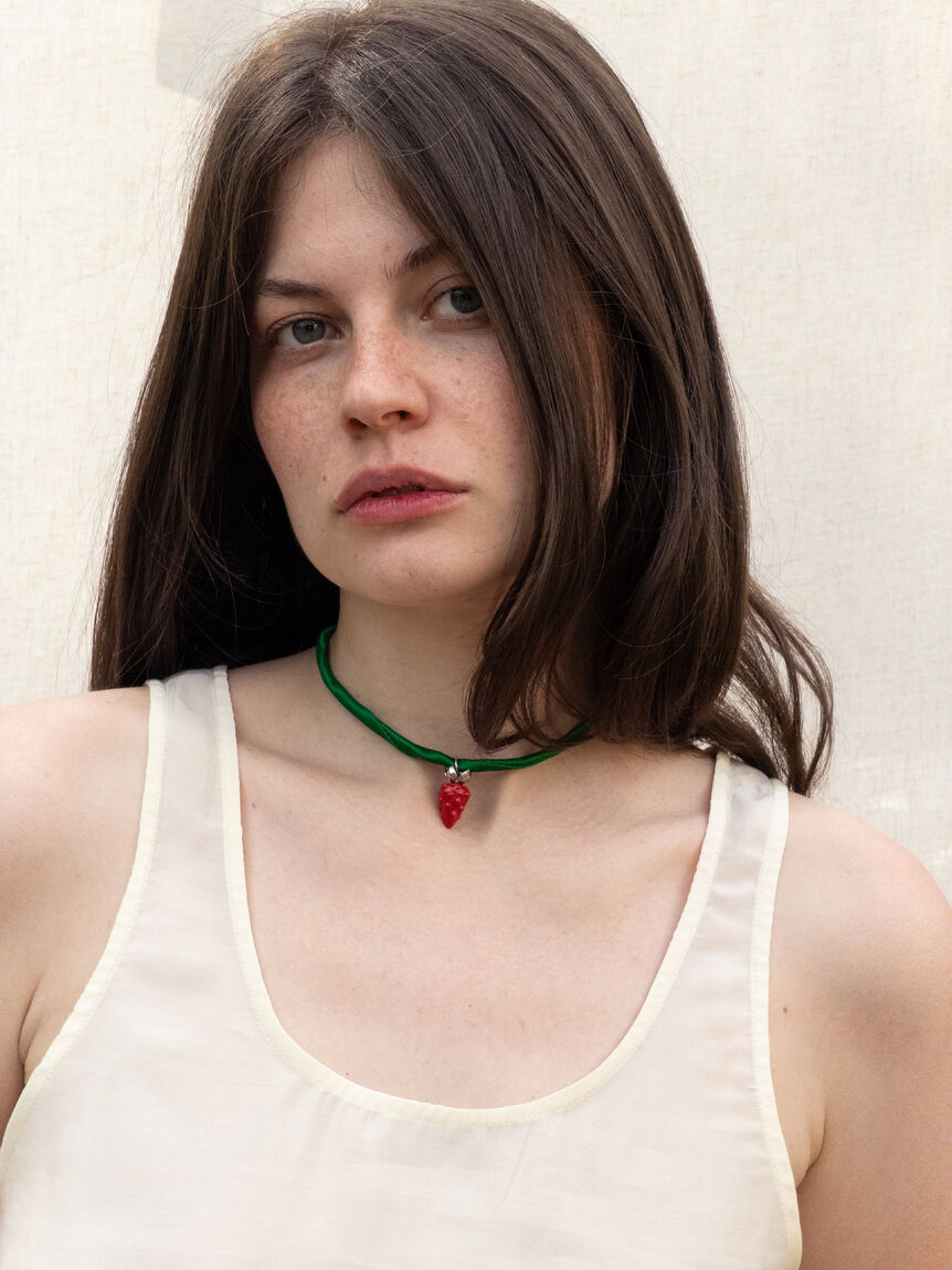 STRAWBIE pendant on a ribbon
