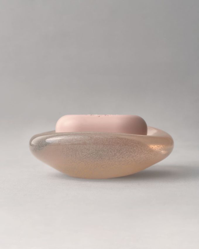 Oval handmade glass container “Pink”