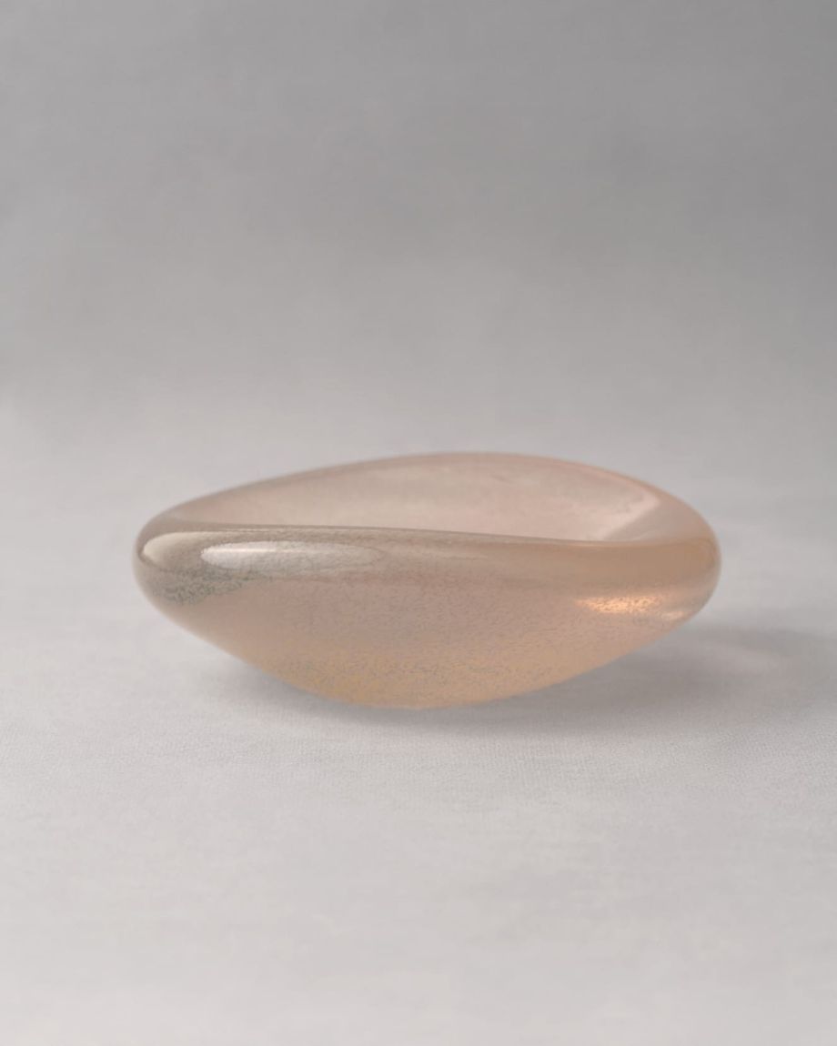 Oval handmade glass container “Pink”