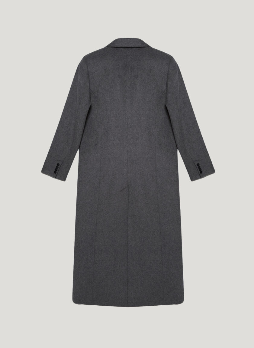 Grey Fitted Double-Breasted Coat