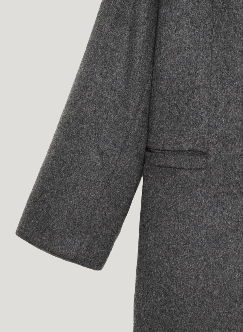 Grey Fitted Double-Breasted Coat