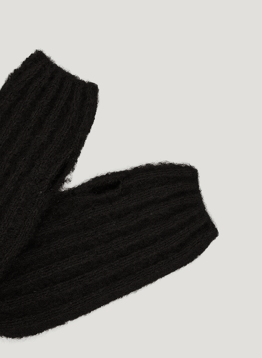 Black boucle mittens