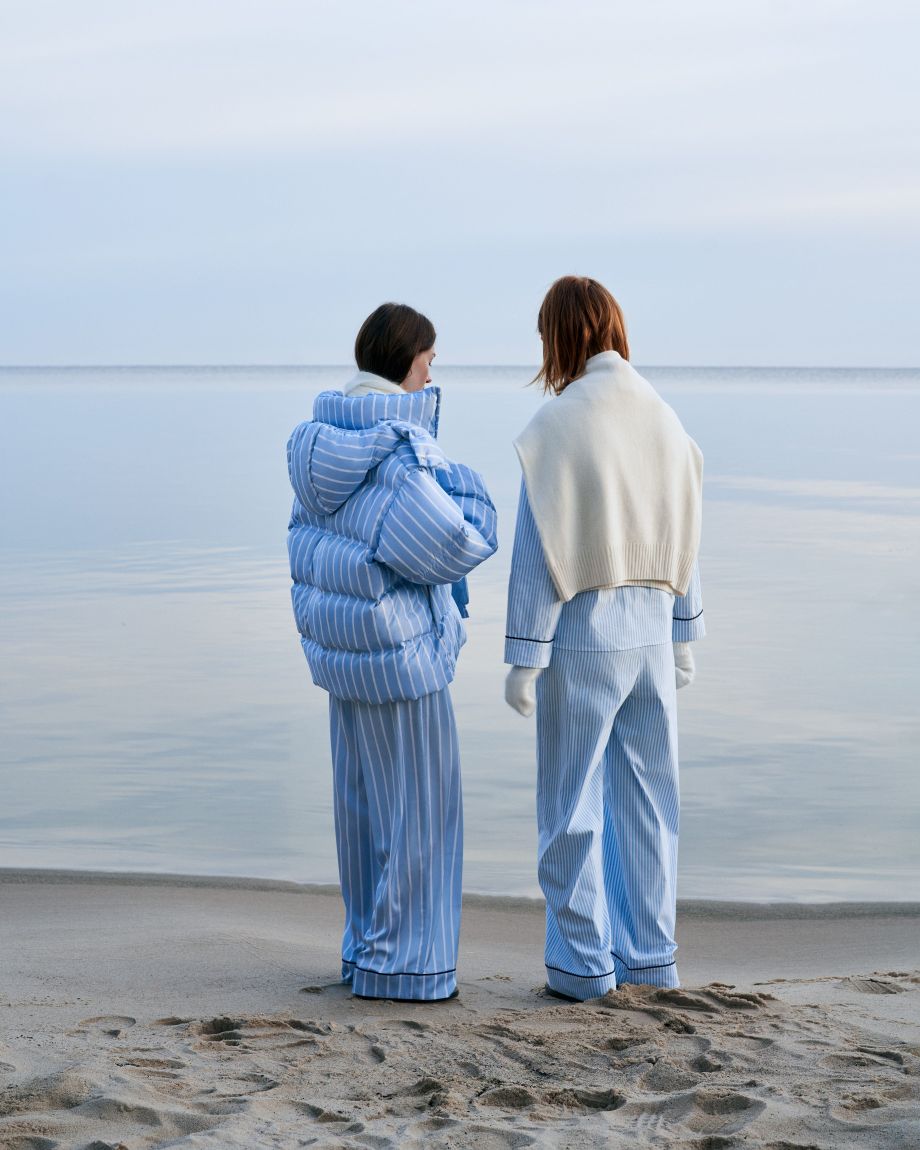 Піжамні бавовняні штани у блакитну смужку KATSURINA + JUL