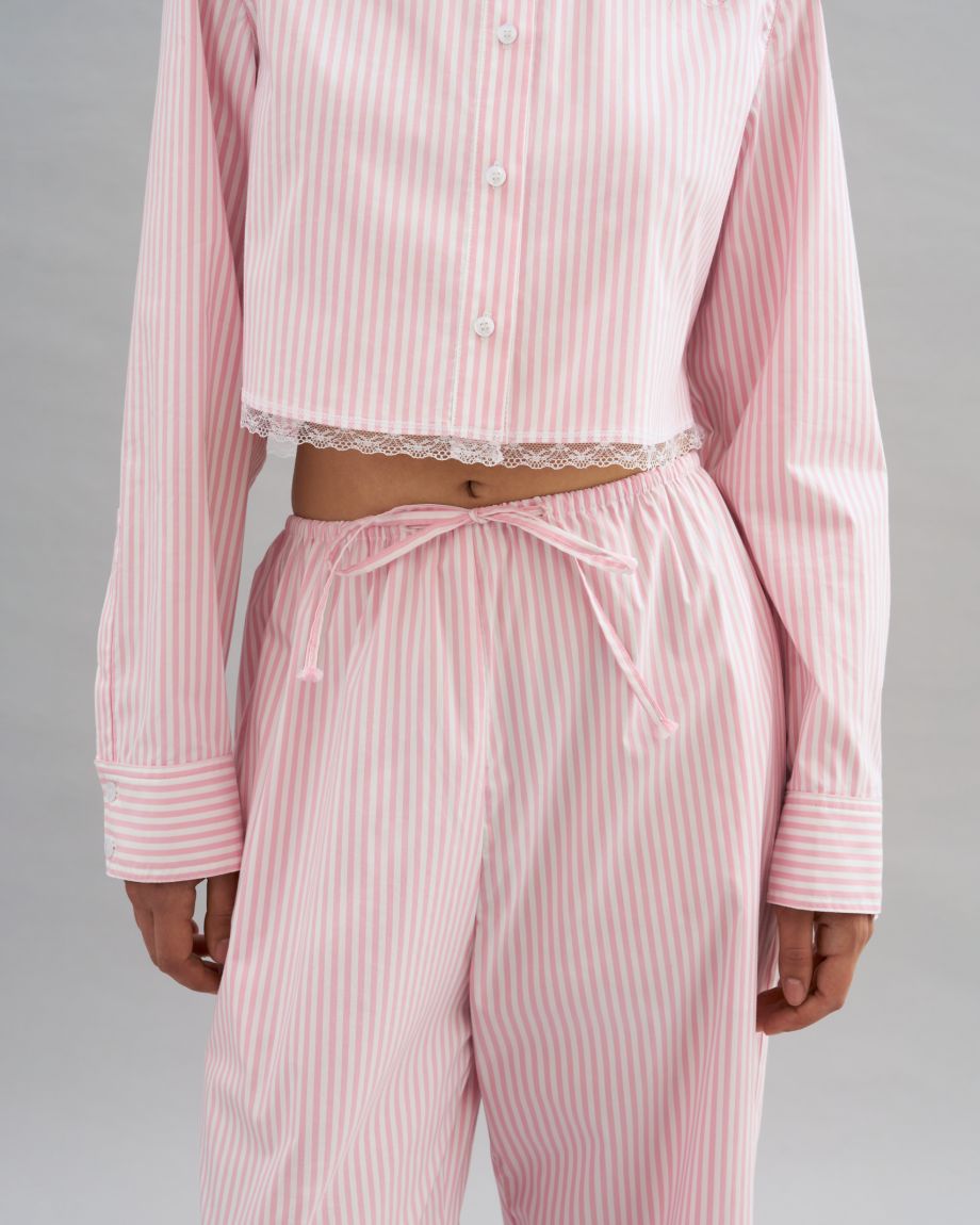 Pink striped pajama shirt