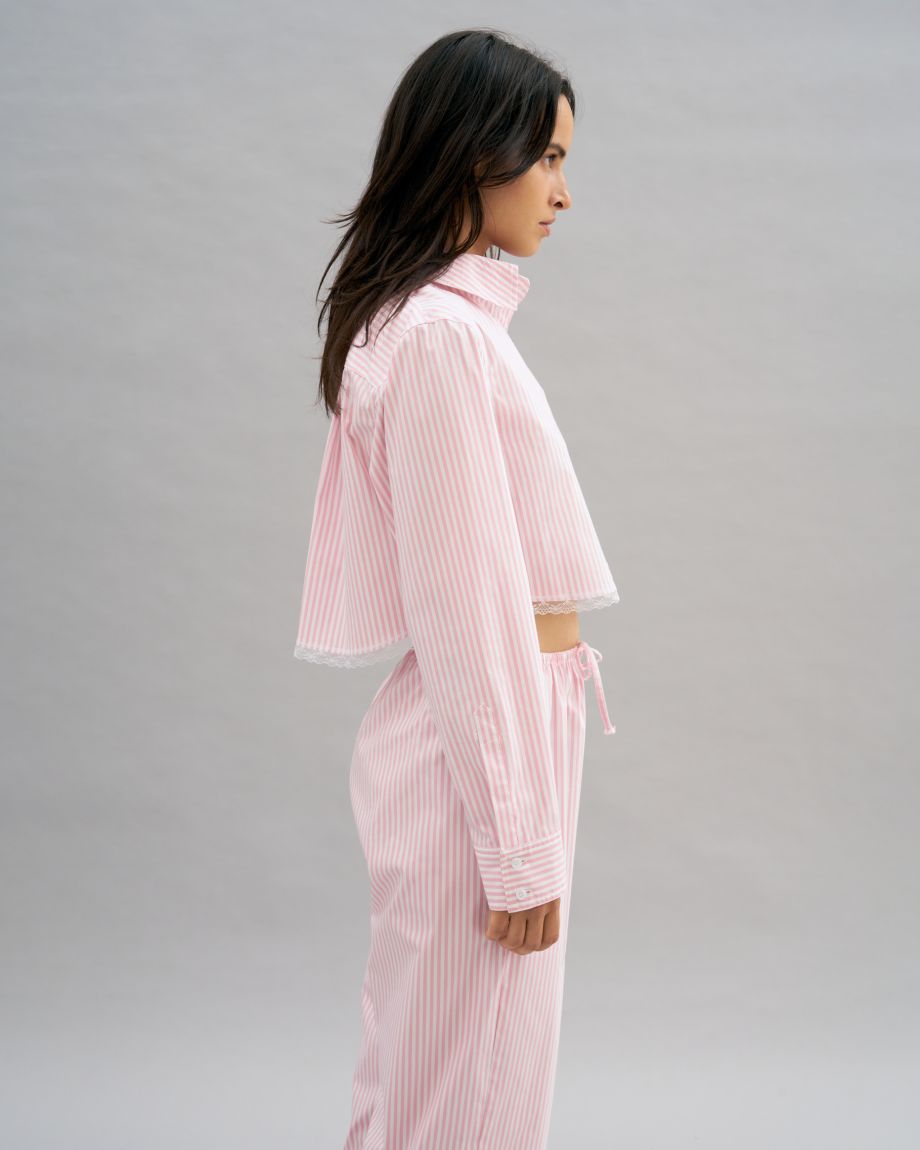 Сорочка піжамна в рожеву смужку