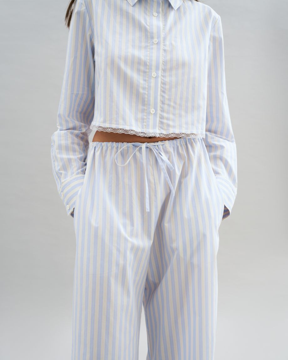 Blue striped pajama shirt