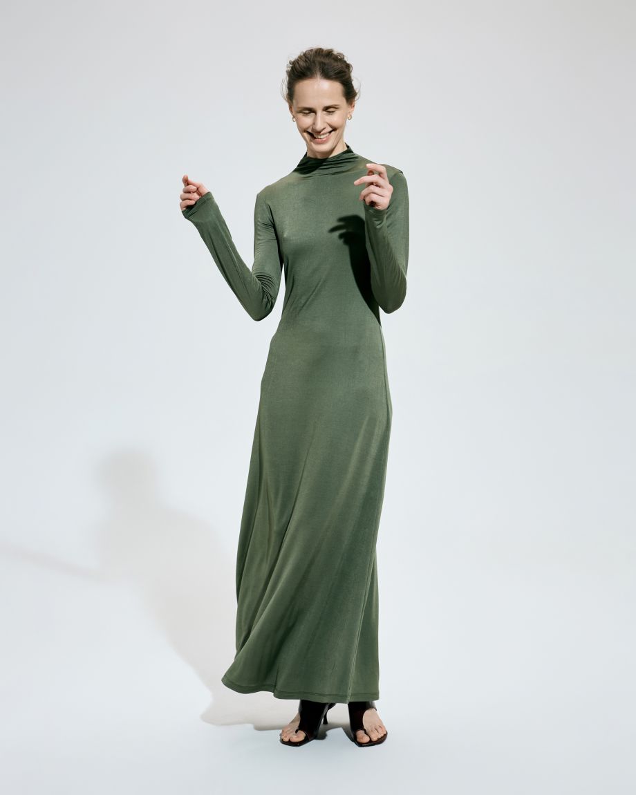 Khaki viscose dress