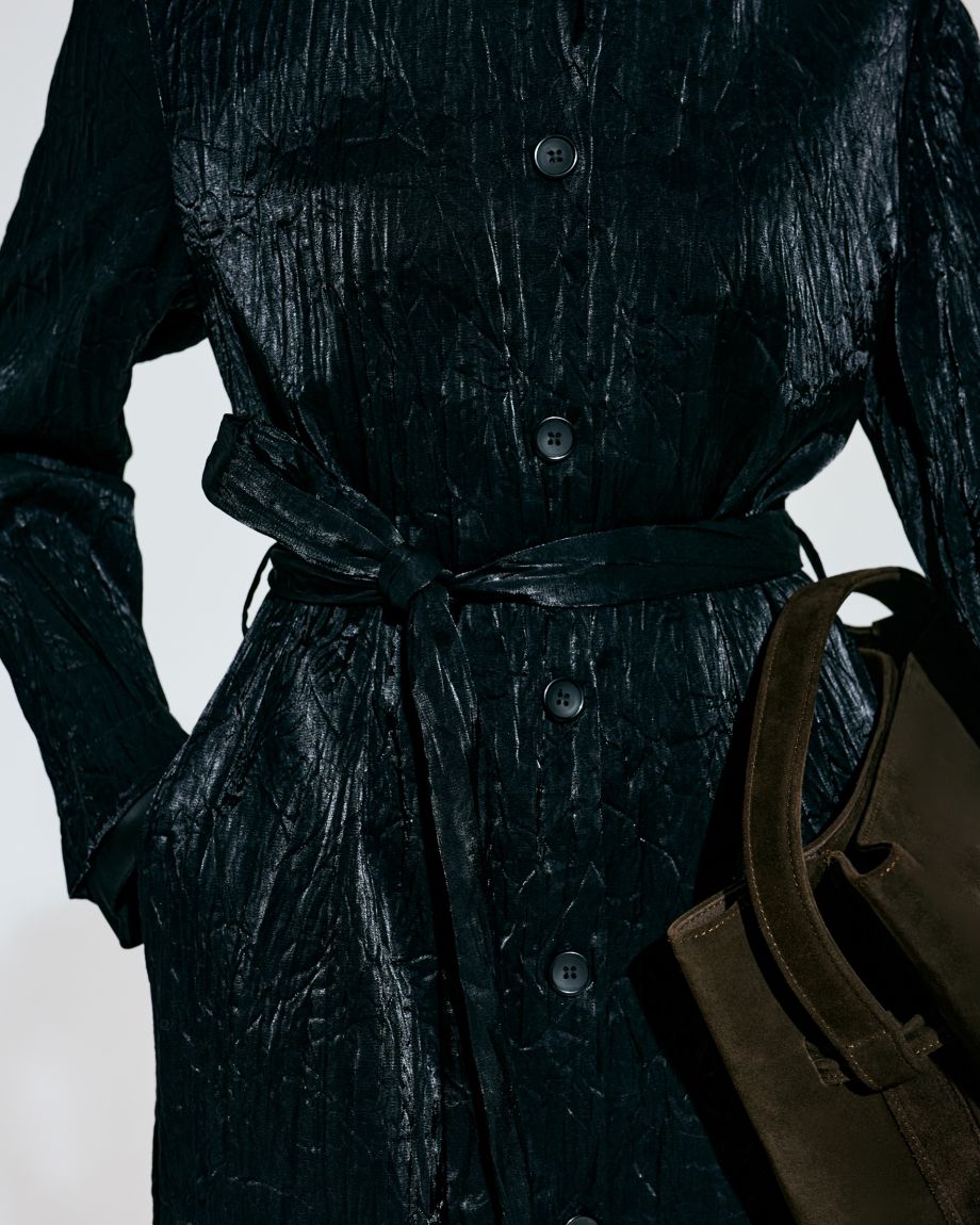 Black viscose trench coat