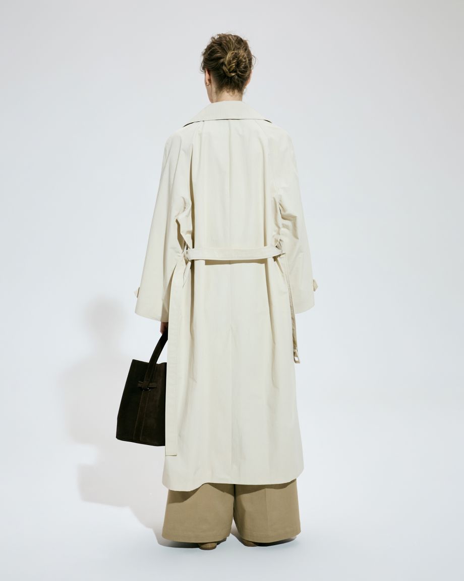 Double-breasted milk trench coat