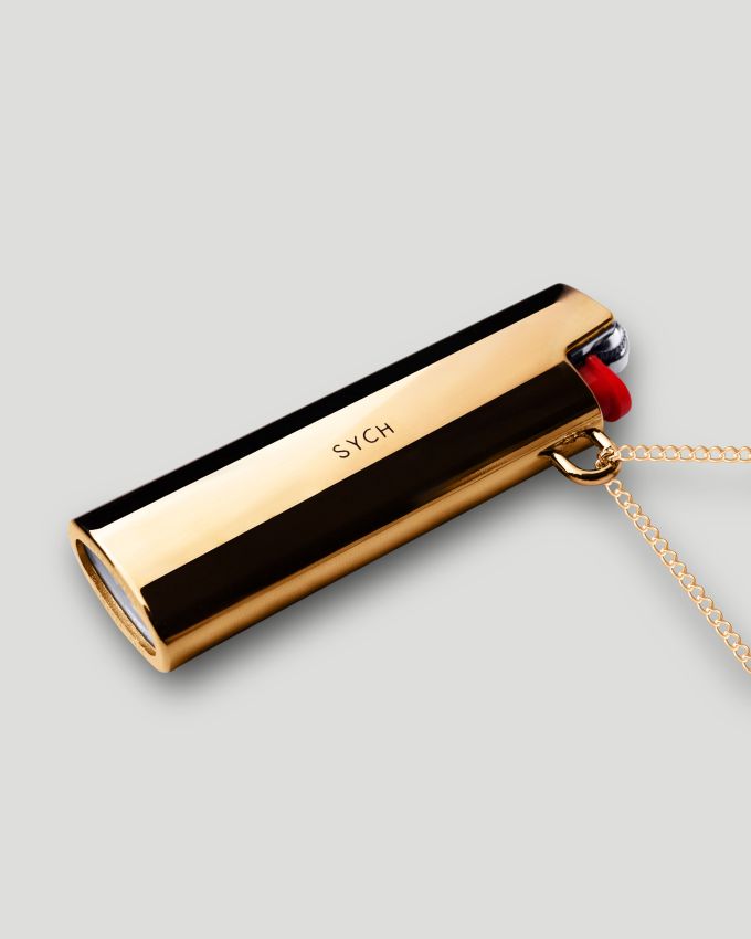 Golden lighter case necklase