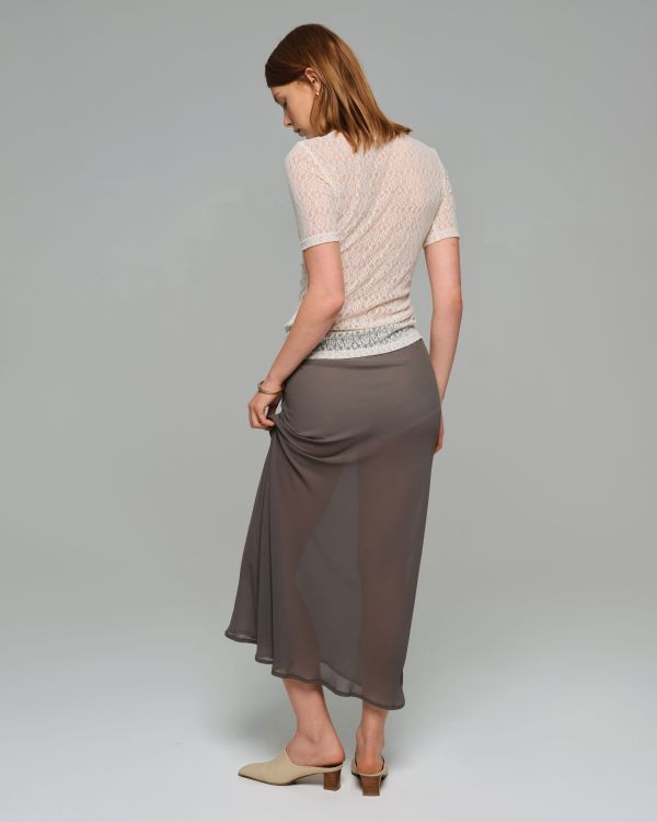 Gray translucent maxi skirt