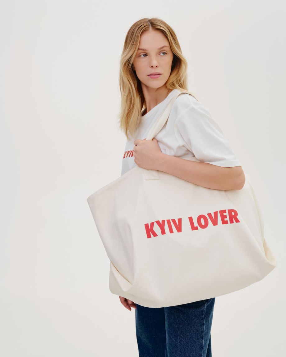 Beige "KYIV LOVER" shopper bag