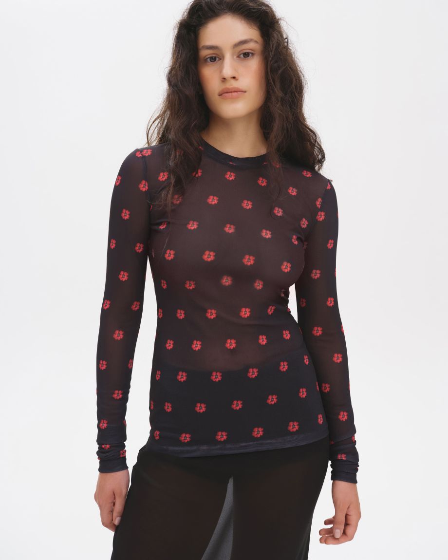 Black translucent longsleeve "Red Ruta"