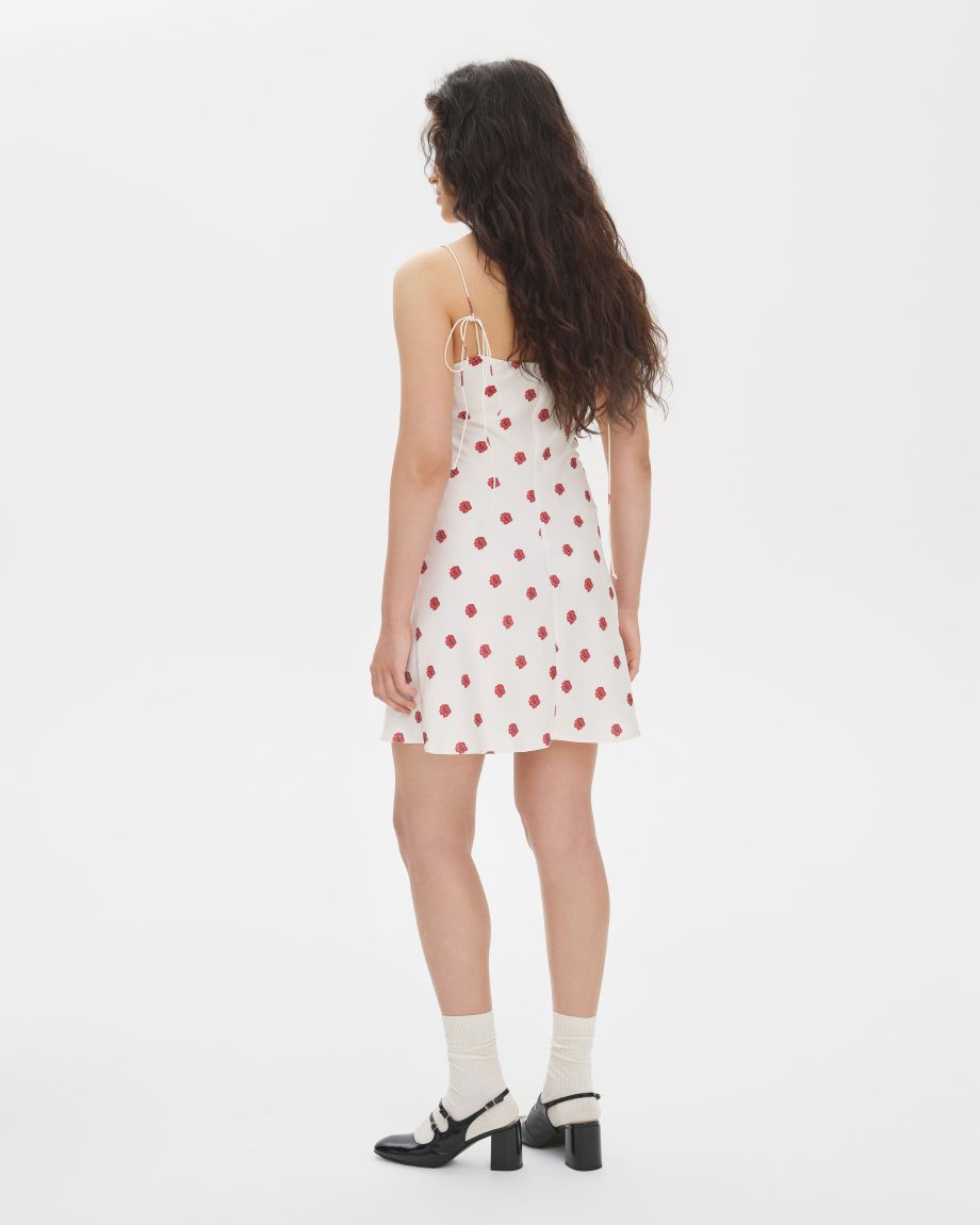 Milk mini dress with straps "Red Ruta"