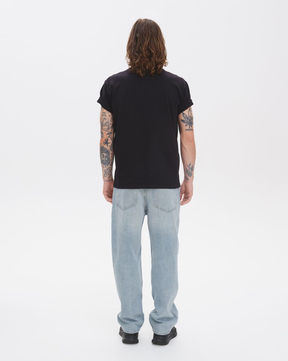 Men's black oversized T-shirt with embroidery "Red Ruta"