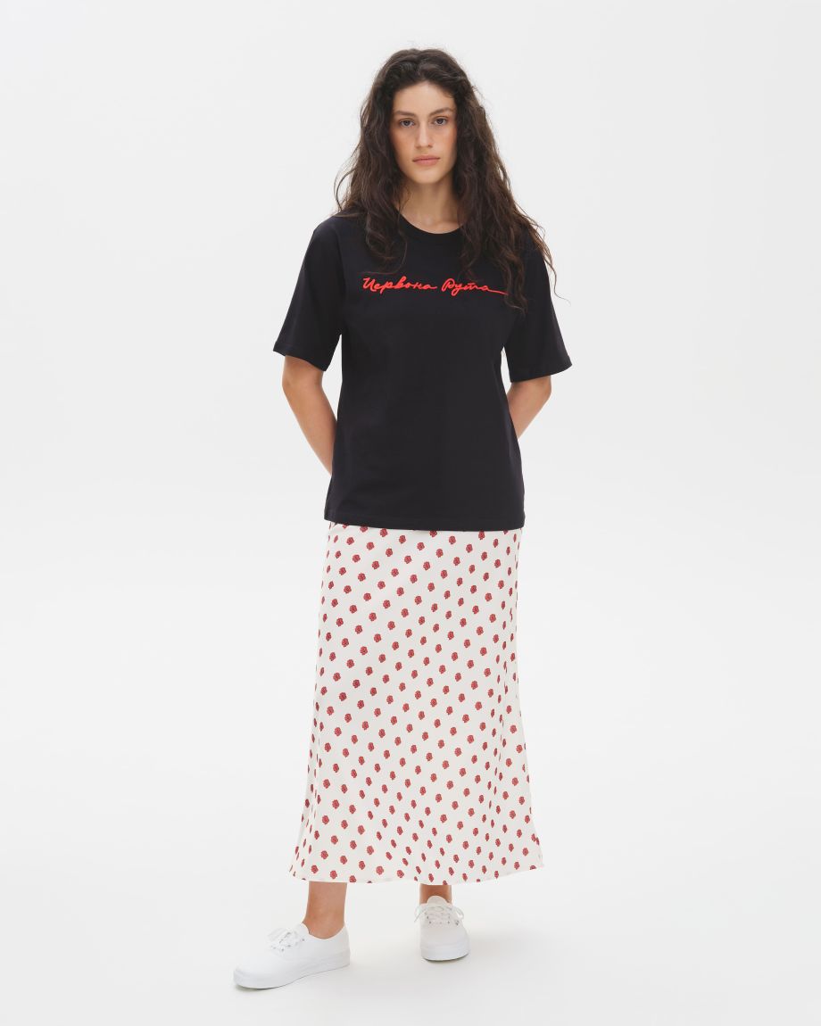 Milk maxi skirt "Red Ruta"