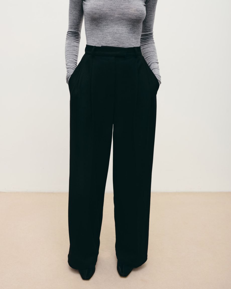  Black woolen palazzo trousers