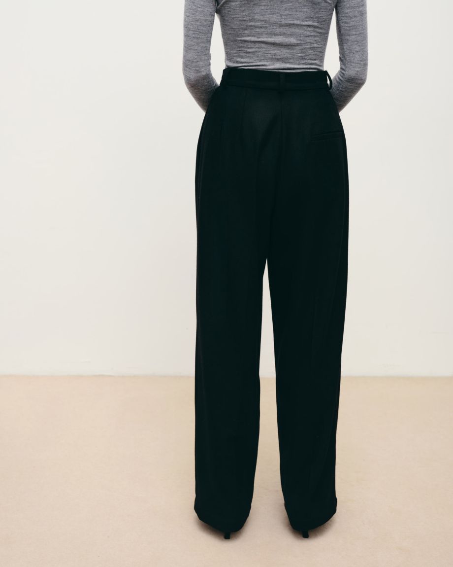  Black woolen palazzo trousers