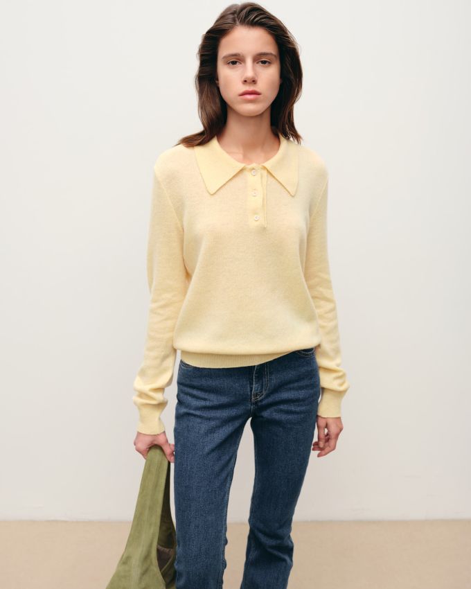 Yellow polo sweater 30% cashmere